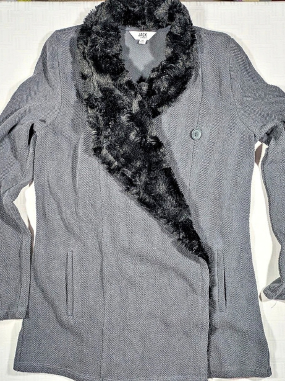 BB Dakota Faux-Fur Collar Jacket Gray Medium NWOT
